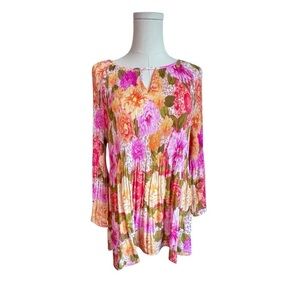 Sunny Leigh Delanie Dress or Tunic Top Multi Color‎ Floral Print Women’s L, NWT